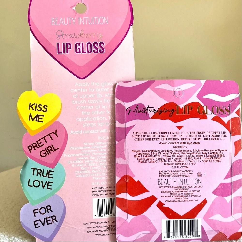 5/$25 Beauty Intuition 2pc set Strawberry Lip Gloss and nourishing